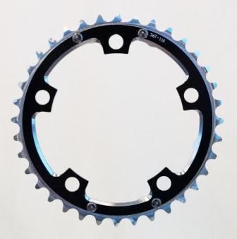 110mm BCD, 5H Road Chainring, 36T - 9/10 Speed, 7075 CNC Alloy, Black, w/Ramps