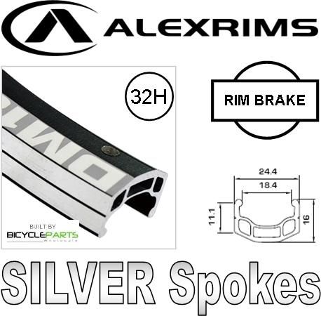 WHEEL - 700c Alex DM18 D/w 32H A/v Eyeletted M/e Black Rim, SCREW-ON MULTI Q/R (135mm OLD) 6 Bolt Disc Loose Ball Joytech Black Hub, Mach1 SILVER Spokes