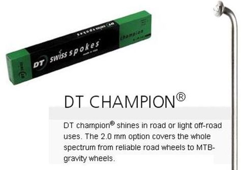 265mm DT Champion Spoke - Silver, 14G/2.0mm, J-Bend, Stainless, Includes Nipple, Sold Individually