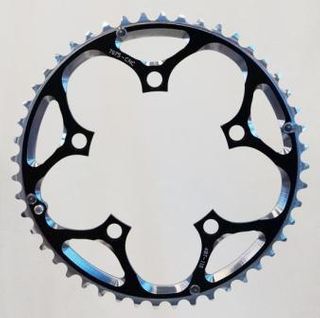 110mm BCD, 5H Road Chainring, 48T - 9/10 Speed, 7075 CNC Alloy, Black, w/Ramps + Pins