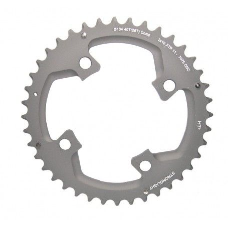 104mm BCD, 4H MTB Chainring, 39T (26), Outer (Not Threaded), 2x10 Speed, 7075-T6 HT3 Grey, Shimano XTR FC-M980 Comp., Stronglight