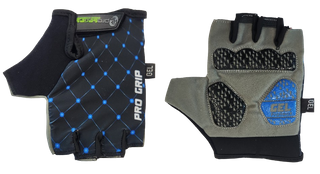 BLACK with BLUE dots GLOVES  -  PRO SERIES, Amara Palm, Lycra Towel GEL Padding, S