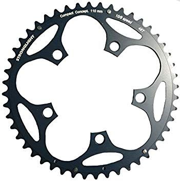 110mm BCD, 5H Road Chainring, 48T - 9/10 Speed, 5083 Black, No Pickup Points, Stronglight
