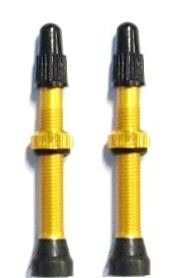 Tubeless Valves, Alloy, YELLOW, w/ext O-ring, 44mm (2 Pcs per bag) FV/PV