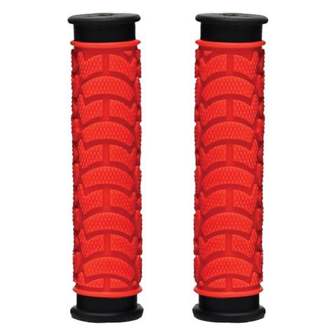 GRIPS - Dual Density MTB Grips, Clossed End. 130mm RED  - Oxford Product