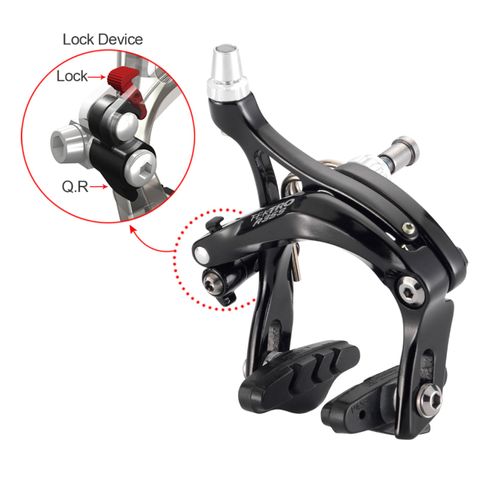 47-57mm Reach Dual Pivot Caliper Set - Front & Rear, Recessed, QR, Forged Alloy, Black, Design For Big Tyres, Tektro
