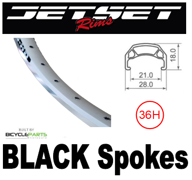 WHEEL - 700C Jetset CH-E213 36H P/j Silver Rim,  FRONT Nutted (100mm OLD) 6 Bolt Disc Sealed Novatec Black Hub, BLACK Spokes