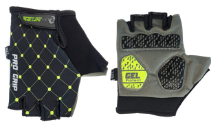 BLACK with YELLOW dots GLOVES  -  PRO SERIES, Amara Palm, Lycra Towel GEL Padding, XL