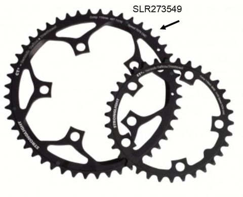 110mm BCD, 5H Road Chainring, 52T - 10/11 Speed, 7075 CNC Black CT2, Stronglight