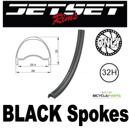 WHEEL - 29er Jetset AR-25 ARCOS 32H S/j Black Rim,  FRONT Q/R (100mm OLD) 6 Bolt Disc Sealed Novatec Black Hub, BLACK Spokes