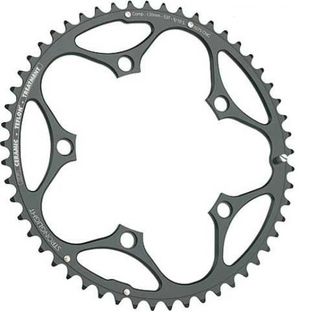 130mm BCD, 5H Road Chainring, 53T - 10/11 Speed, 7075 CNC Black CT2, Stronglight