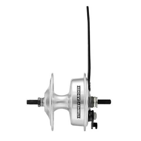 "NEW" - Front hub, Mod.X-FD, alloy, 70mm drum brake, 14Gx36H, M9x100x136mm nutted axle SILVER, w/cable set & clip