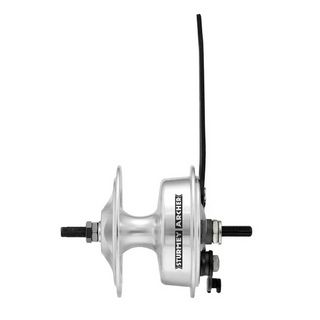 "NEW" - Front hub, Mod.X-FD, alloy, 70mm drum brake, 14Gx36H, M9x100x136mm nutted axle SILVER, w/cable set & clip