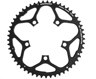 CHAINRING - ROAD "STRONGLIGHT", 53T, 7075 CNC Black - 110mm BCD, 5 Hole for 9/10 Spd