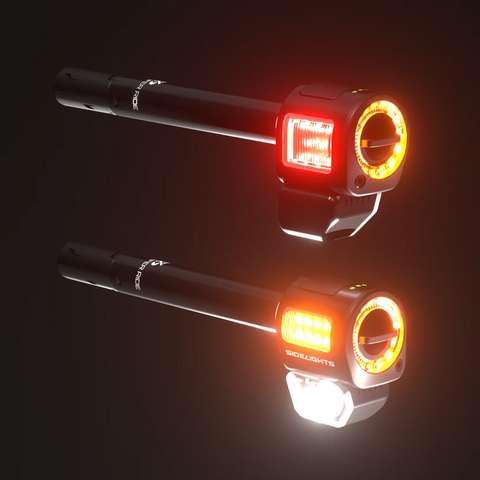 "NEW" - SIDE LIGHTS - 360&deg; visibility, turn signals, dual front lights, side and rear lights. A patented innovation developed in Switzerland