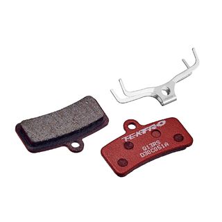 Disc brake pads, TEKTRO, Mod. Q13RS, for 4 piston, w/return spring, red semi metallic organic  - 5mm Thick Pad (Sinter option DP094)