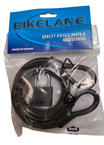 CABLE WITH PADLOCK 12x72" ( 12mm x 1800mm)  40mm padlock