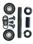 BOTTOM BRACKET SET - 8T - 19mm x 145mm,  Interface, American Type, Cro-mo Spindle, Sealed Bearings, Set of 10 Pieces, BLACK