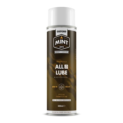 Oxford Mint All Weather Lube Aerosol 500ml, Specially formulated viscous lubricant with corrosion inhibiting additives