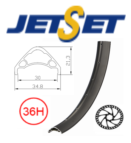 RIM 27.5/650B x 30mm - JETSET AE-30 - 36H - (584 x 30) - Presta Valve - Disc Brake - D/W - Tubeless Ready - BLACK - (684g) Quality Jetset rim made in Taiwan (ERD 558)