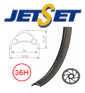 RIM 27.5/650B x 30mm - JETSET AE-30 - 36H - (584 x 30) - Presta Valve - Disc Brake - D/W - Tubeless Ready - BLACK - (684g) Quality Jetset rim made in Taiwan (ERD 558)