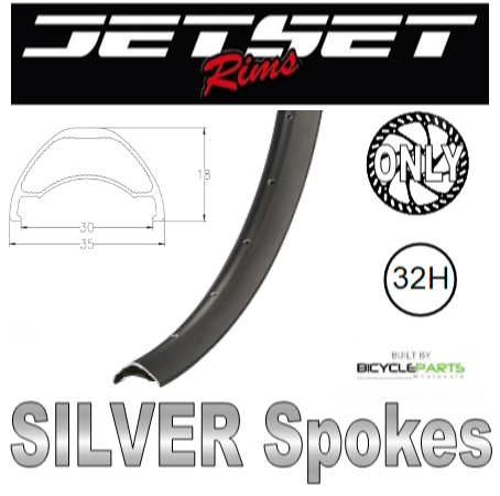 WHEEL - 27.5/650B Jetset AM-30 32H S/j Black Rim,  FRONT 15mm T/A (100mm OLD) Centerlock Disc Sealed Novatec Black Hub, SILVER Spokes