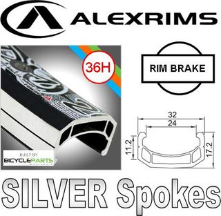 WHEEL - 26" Alex DM-24 36H Black Rim,  SCREW-ON MULTI Nutted (126mm OLD) Loose Ball Joytech Alloy Silver Hub, SILVER Spokes