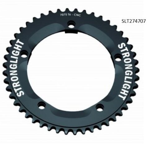 144mm BCD, 5H Track Chainring, 52T - 7075 CNC Black, for TRACK 1/2" x 1/8" Speed, Stronglight