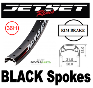 WHEEL - 20" Jetset CH-E213 36H P/j Matt Black Rim,  FRONT TRACK 3/8" Nutted (100mm OLD) Sealed Sturmey Silver Hub, BLACK Spokes