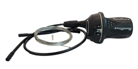 Twist shift w/inner wire, set 5 speed , right side only   L 1850mm, Sunrace