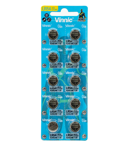 BATTERY - 1.5V Button Cell, Alkaline, LR54/L1131, Australian Standards Approved Packaging - 10 Pieces Per Card