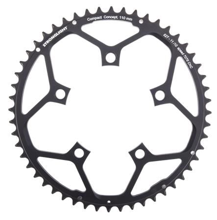 110mm BCD, 5H Road Chainring, 50T - 10/11 Speed, 7075 CNC Black, Stronglight
