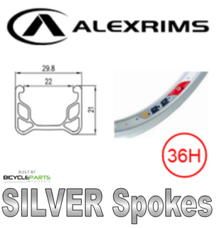 WHEEL - 20" Alex Y22 36H Silver Rim,  1 SPEED COASTER 3/8 Nutted (110mm OLD) Loose Ball Hi-Stop Black Hub, SILVER Spokes