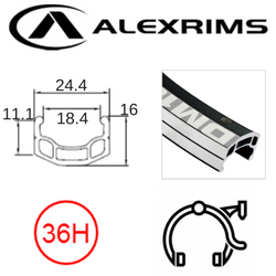 RIM 700c x 18mm - ALEX DM18 - 36H - (622 x 18) - Schrader Valve - Rim Brake - D/W - BLACK - Eyeleted - MSW (ERD 606.5)