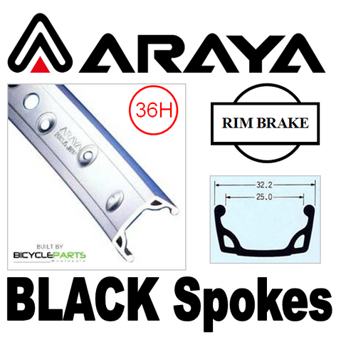 WHEEL - 26" Araya 7X S/w 36H A/v B/s Silver Rim, SCREW-ON MULTI Q/R (126mm OLD) Loose Ball KK Rival Silver Hub, Mach1 BLACK Spokes