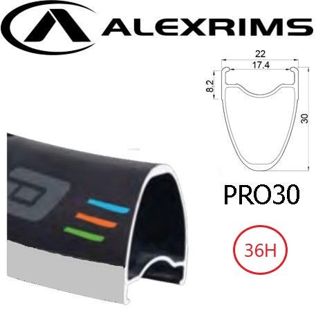 RIM 700c x 17mm - ALEX PRO30 - 36H - (622 x 17) - Presta Valve - Rim Brake - D/W - BLACK - MSW - (Tubeless Ready) ***WELDED JOIN***