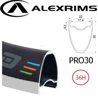 RIM 700c x 17mm - ALEX PRO30 - 36H - (622 x 17) - Presta Valve - Rim Brake - D/W - BLACK - MSW - (Tubeless Ready) ***WELDED JOIN***