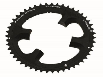 110mm BCD, 4H Road Chainring, 52T - 11 Speed, 7075 CNC Black CT2 Shimano R9100, Stronglight