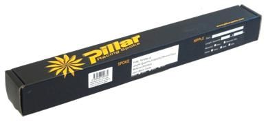 SPOKES - Pillar Double Butted Spokes, 278mm, BLACK (Box of 72) - 14G J Hook & Thread, 15g Middle, J Hook, Stainless Steel, 14 Gauge CP Brass Nipples, PD1415
