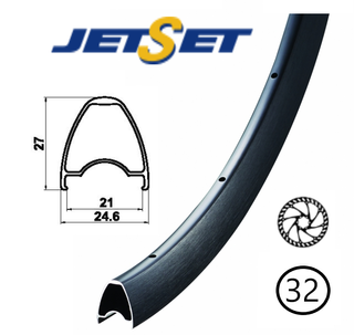 RIM 700c x 21mm - JETSET JS-919 - 32H - (622 x 21) - Presta Valve - Disc Brake - D/W - BLACK - (Tubeless ready) - Quality Jetset rim made in Taiwan (ERD 583)