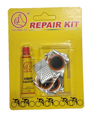 Repair Kit Card - 6x25mm Cold Patches, Rubber Solution & Metal Grater