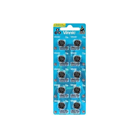 BATTERY - 1.5V Button Cell, Alkaline, LR43/L1142F, Australian Standards Approved Packaging - 10 Pieces Per Card