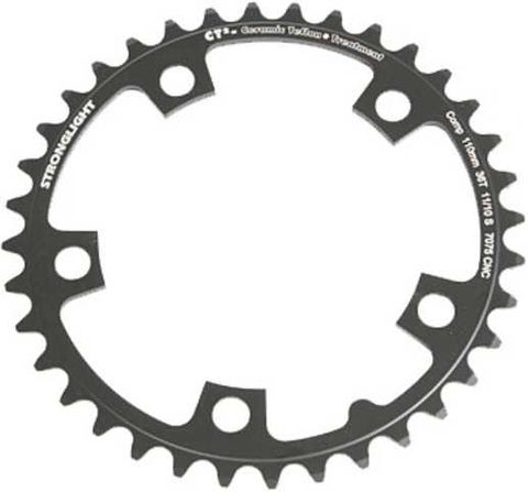 110mm BCD, 5H Road Chainring, 39T - 10/11 Speed, 7075 CNC Black CT2, Stronglight