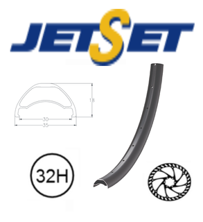 RIM 29er x 30mm - JETSET AM-30 - 32H - (622 x 30) - Presta Valve - Disc Brake - D/W - Tubeless Ready - BLACK - (489g) Quality Jetset rim made in Taiwan (ERD 598)