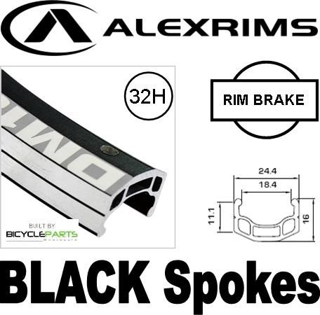 WHEEL - 700c Alex DM18 D/w 32H A/v Eyeletted M/e Black Rim, 8/11 SPEED Q/R (130mm OLD) Sealed Novatec Black Hub, BLACK Spokes