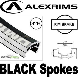 WHEEL - 700c Alex DM18 D/w 32H A/v Eyeletted M/e Black Rim, 8/11 SPEED Q/R (130mm OLD) Sealed Novatec Black Hub, BLACK Spokes