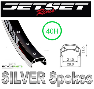 WHEEL - 700c Jetset CH-E213 40H Black Rim,  8/10 SPEED Q/R (135mm OLD) 6 Bolt Disc Sealed KK Rival Black Hub, SILVER Spokes