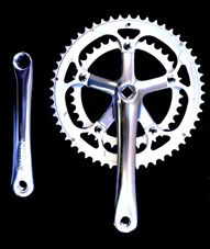 175mm x 39/53T Road Chainwheel Set - Diamond Taper, 130mm BCD, Replaceable Chain Ring, Silver