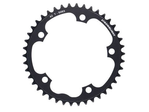130mm BCD, 5H Road Chainring, 42T - Inner, 9/10 Speed, 5083 Black, Standard Type S, No Pickup Points, Stronglight 267077