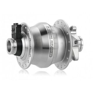 DYNAMO HUB Shutter Precision, PD-8X. 6V 3W Output, Front, 32H, 6 Bolt Disc, 15mm x 100mm Thru Axle, with QR Adapter, SILVER